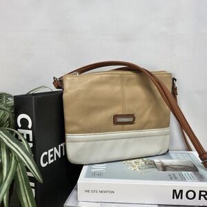 Tignanello Tan and Cream Crossbody Bag